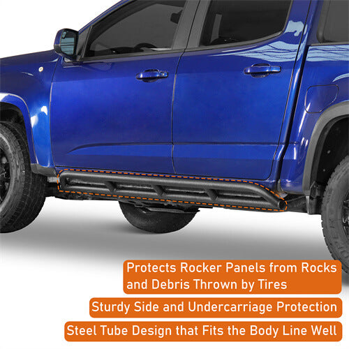 Tube Slider Rocker Guards For 2015-2024 Chevy Colorado & GMC Canyon Crew Cab - LandShaker-lsg9102-5