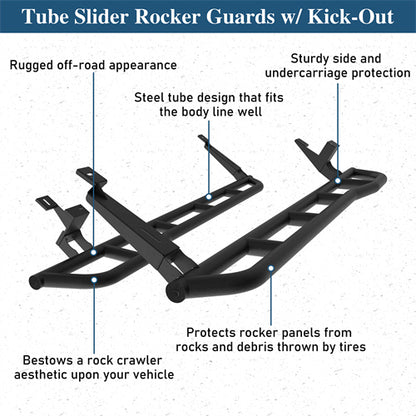 Tube Slider Rocker Guards w/ Kick-Out For 2003-2010 Porsche Cayenne 955/957 - Landshaker4x4
