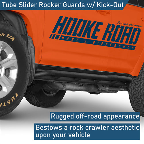 Tube Slider Rocker Guards w/ Kick-Out For 2010-2025 Toyota 4Runner (Excluding Limited, Nightshade, TRD Sport & 10-13 SR5) - Landshaker4x4