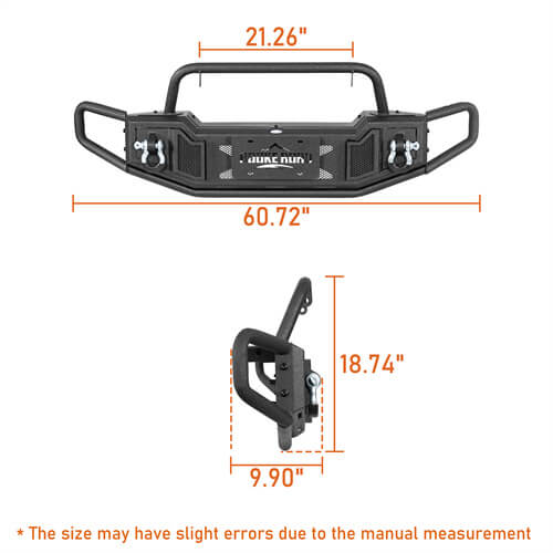 Tubular Front Bumper w/ Winch Plate For 2007-2018 Jeep Wrangler JK - Landshaker4x4
