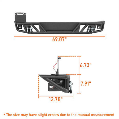 Tubular Rear Bumper w/LED Spotlights For 2007-2018 Jeep Wrangler JK - Landshaker4x4
