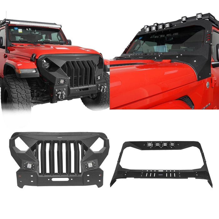 Mad Max Front Bumper & Windshield Frame Cover(18-22 Jeep Wrangler JL & Gladiator JT(Excluding Mojave))-LandShaker
