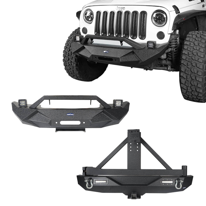 Stubby Front Bumper & Different Trail Rear Bumper Combo(07-18 Jeep Wrangler JK)-LandShaker