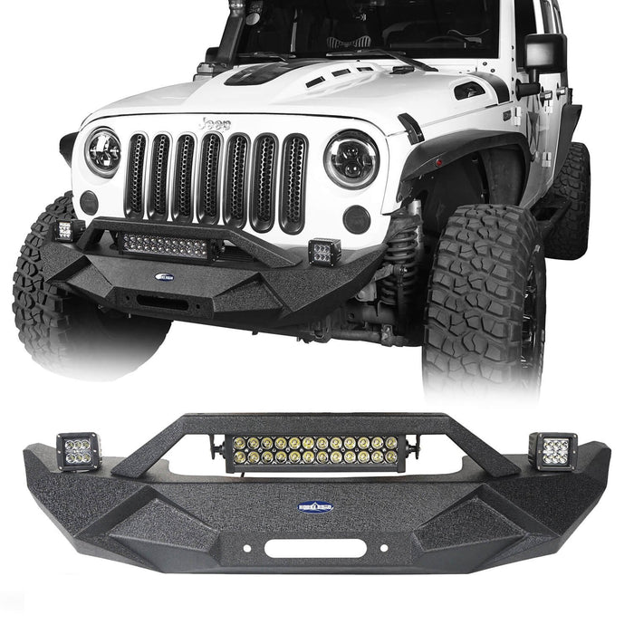 Blade Master Front Bumper w/Winch Plate & Light Bar(07-18 Jeep Wrangler JK)-LandShaker