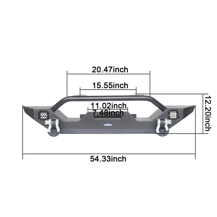 Different Trail Rock Mid Front Bumper w/ Winch Plate & 2x 18W LED Lighting(87-06 Jeep Wrangler TJ YJ)-LandShaker
