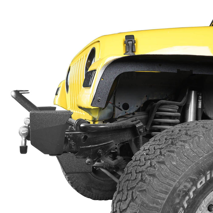 Different Trail Rock Mid Front Bumper w/ Winch Plate & 2x 18W LED Lighting(87-06 Jeep Wrangler TJ YJ)-LandShaker