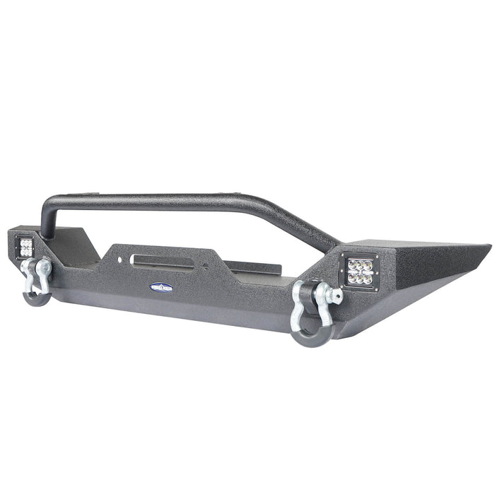 Different Trail Rock Mid Front Bumper w/ Winch Plate & 2x 18W LED Lighting(87-06 Jeep Wrangler TJ YJ)-LandShaker