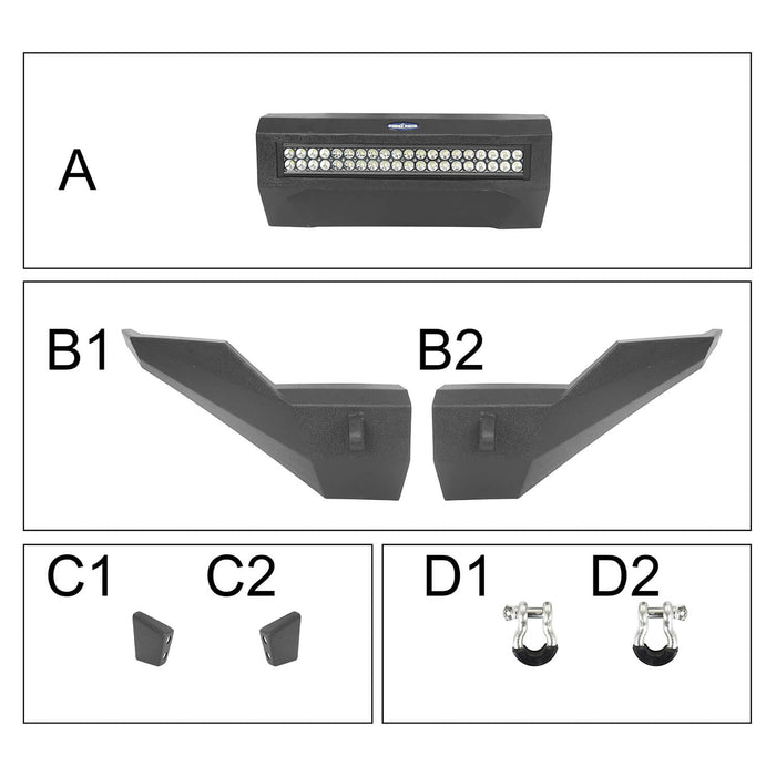 Discoverer Full-Width Front Bumper w/LED Light Bar (13-18 Ram 1500, Excluding Rebel)-LandShaker