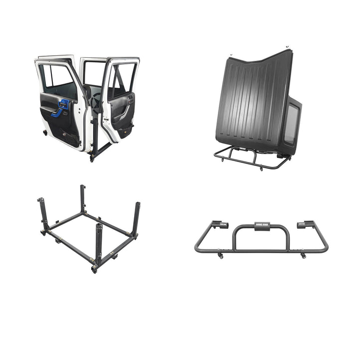 Door Rack & HardTop Carrier Storage Cart Combo(07-24 Jeep Wrangler JK JL)-LandShaker