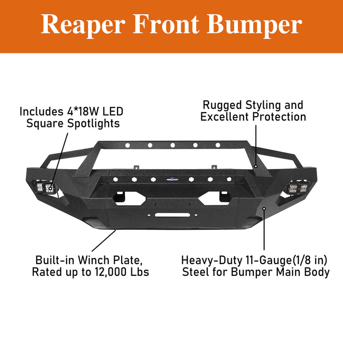 Full Width Front Bumper w/Grille Guard Hoop(09-14 Ford F150 Excluding Raptor)-LandShaker