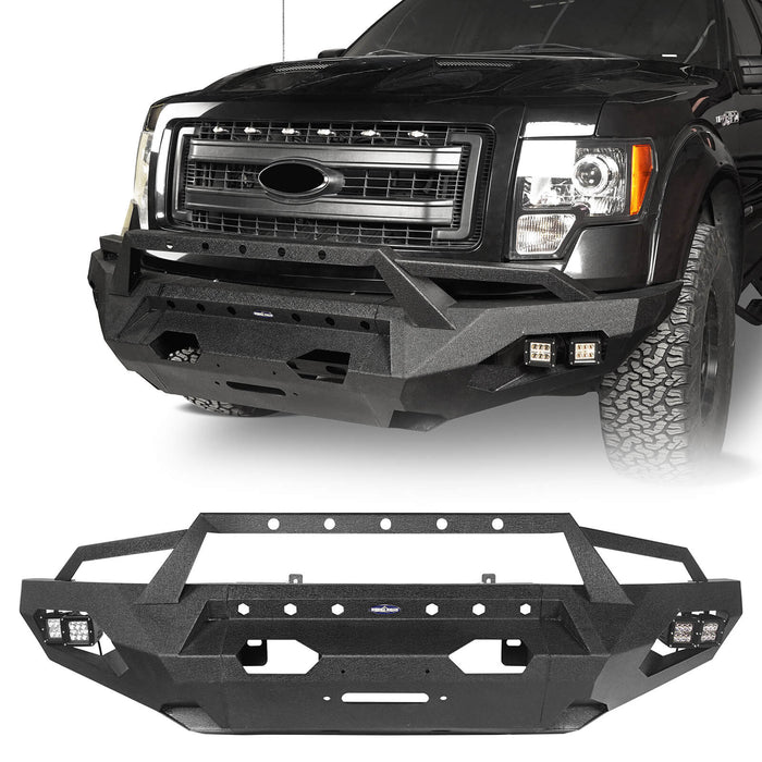 Full Width Front Bumper w/Grille Guard Hoop(09-14 Ford F150 Excluding Raptor)-LandShaker