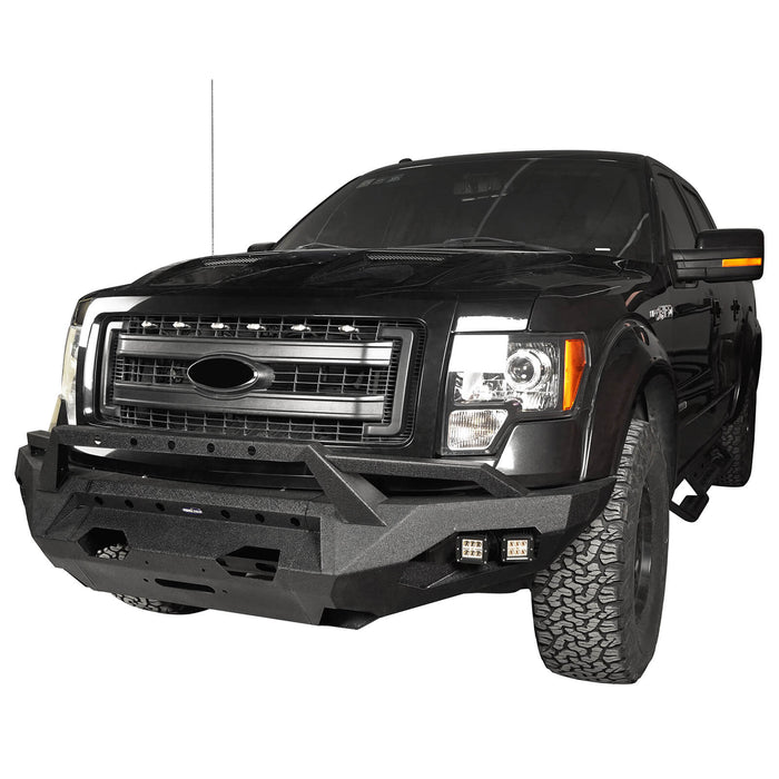 Full Width Front Bumper w/Grille Guard Hoop(09-14 Ford F150 Excluding Raptor)-LandShaker