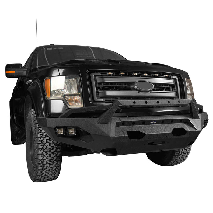 Full Width Front Bumper w/Grille Guard Hoop(09-14 Ford F150 Excluding Raptor)-LandShaker
