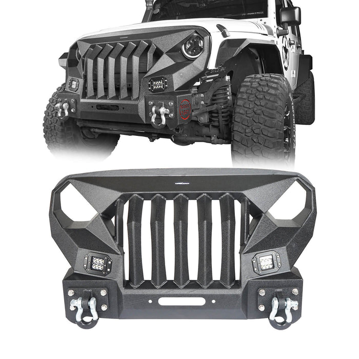 Front Bumper & Rear Bumper w/2 Inch Hitch Receiver(07-18 Jeep Wrangler JK)-LandShaker