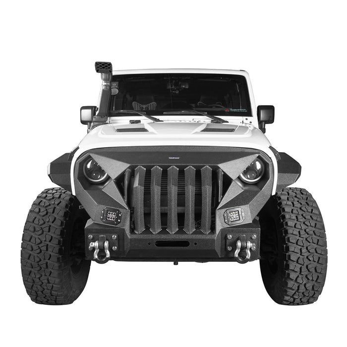 Front Bumper & Rear Bumper w/2 Inch Hitch Receiver(07-18 Jeep Wrangler JK)-LandShaker