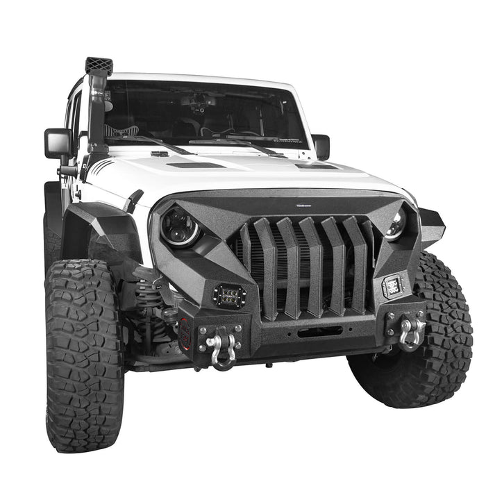 Front Bumper & Rear Bumper w/2 Inch Hitch Receiver(07-18 Jeep Wrangler JK)-LandShaker