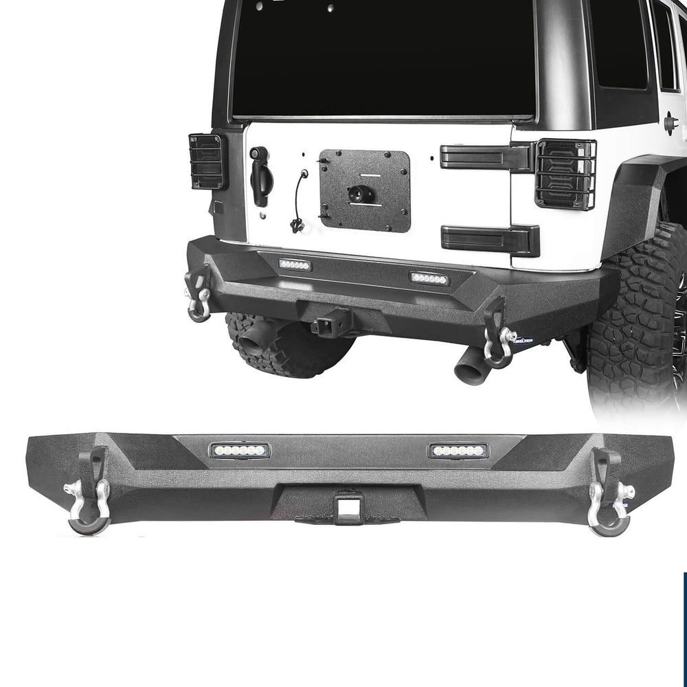 Front Bumper & Rear Bumper w/2 Inch Hitch Receiver(07-18 Jeep Wrangler JK)-LandShaker