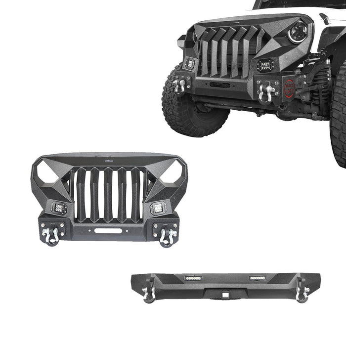 Front Bumper & Rear Bumper w/2 Inch Hitch Receiver(07-18 Jeep Wrangler JK)-LandShaker