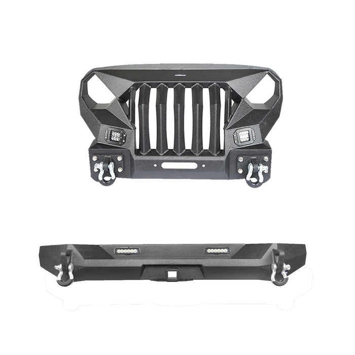 Front Bumper & Rear Bumper w/2 Inch Hitch Receiver(07-18 Jeep Wrangler JK)-LandShaker