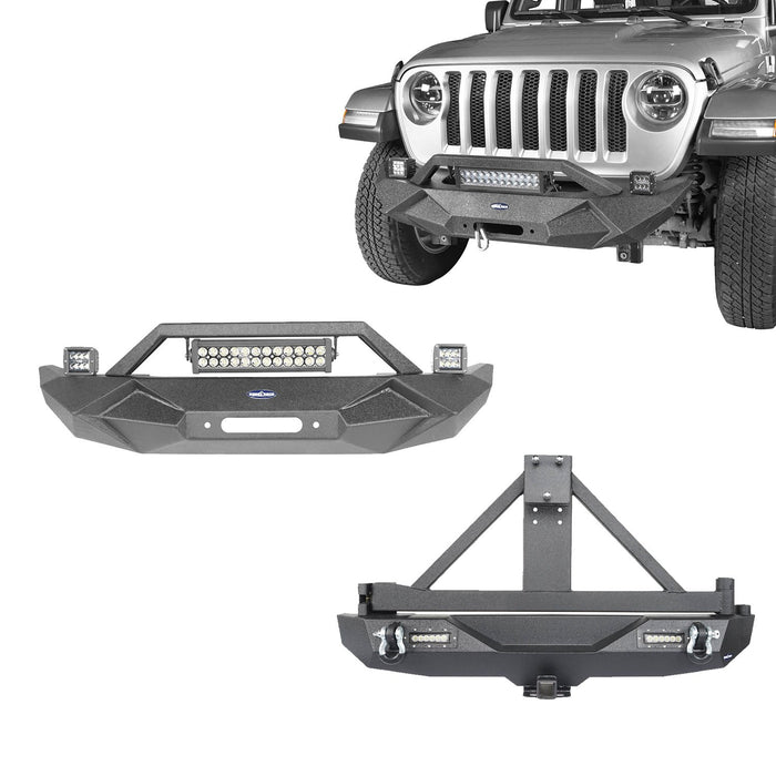 Front Bumper & Rear Bumper w/Tire Carrier(18-22 Jeep Wrangler JL)-LandShaker