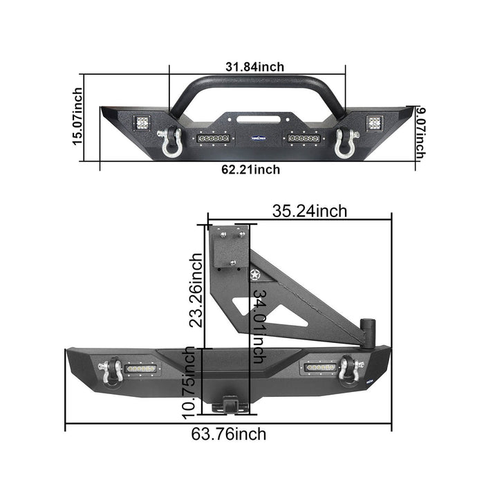 Front Bumper & Rear Bumper w/Tire Carrier(18-23 Jeep Wrangler JL)-LandShaker