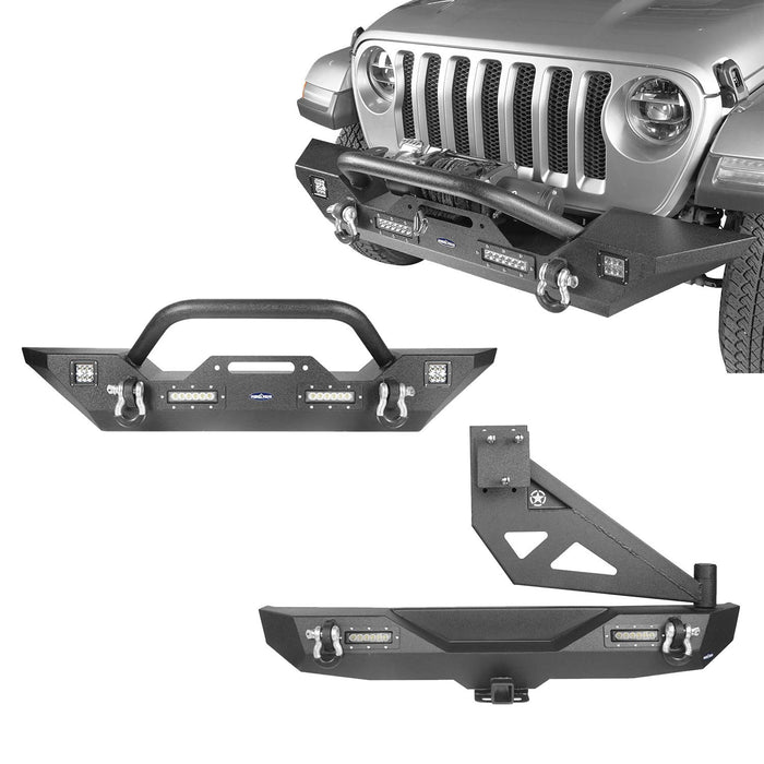 Front Bumper & Rear Bumper w/Tire Carrier(18-23 Jeep Wrangler JL)-LandShaker