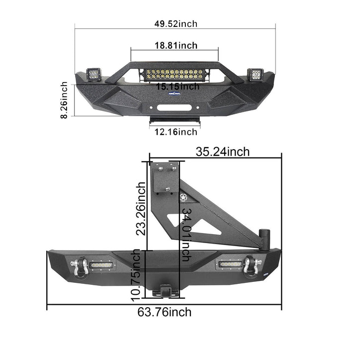 Front Bumper & Rear Bumper w/Tire Carrier(18-22 Jeep Wrangler JL)-LandShaker