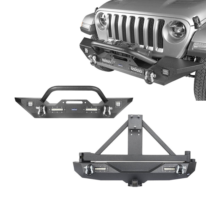 Front Bumper & Rear Bumper w/Tire Carrier(18-23 Jeep Wrangler JL)-LandShaker