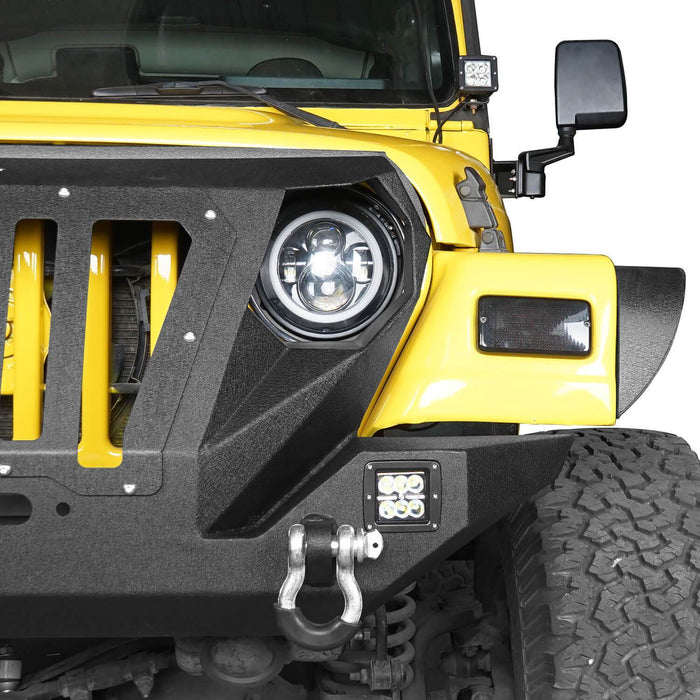 Front Grill & Bumper w/2 D-Rings & Winch Plate Off Road(97-06 Jeep Wrangler TJ)-LandShaker