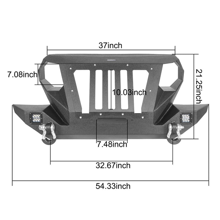 Front Grill & Bumper w/2 D-Rings & Winch Plate Off Road(97-06 Jeep Wrangler TJ)-LandShaker