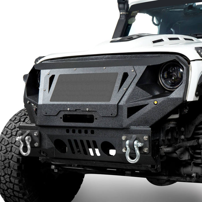 Mad Max Front Bumper w/Grill Guard & Winch Plate(07-18 Jeep Wrangler JK)-LandShaker