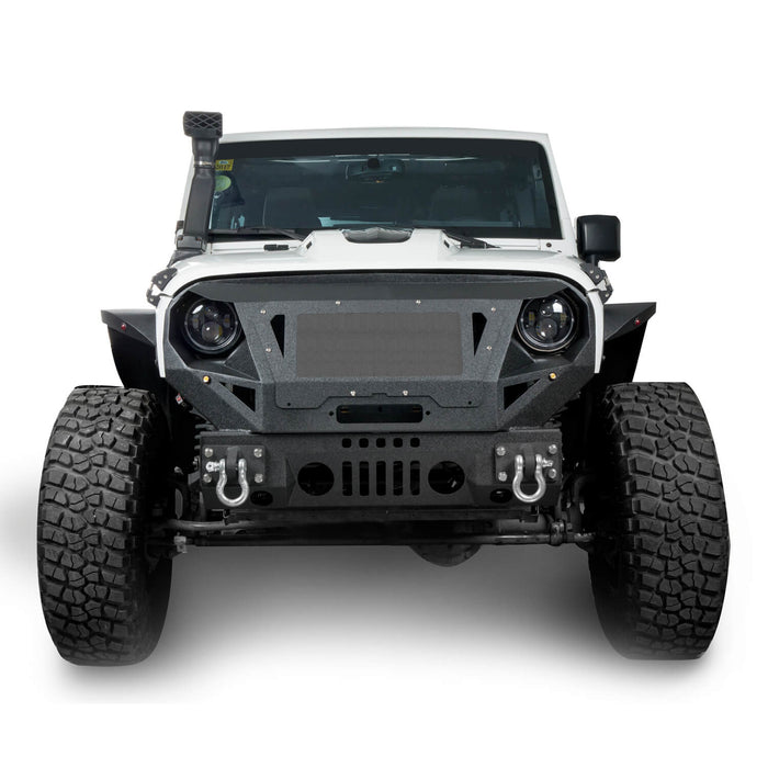 Mad Max Front Bumper w/Grill Guard & Winch Plate(07-18 Jeep Wrangler JK)-LandShaker