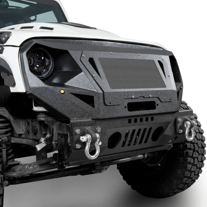 Mad Max Front Bumper w/Grill Guard & Winch Plate(07-18 Jeep Wrangler JK)-LandShaker