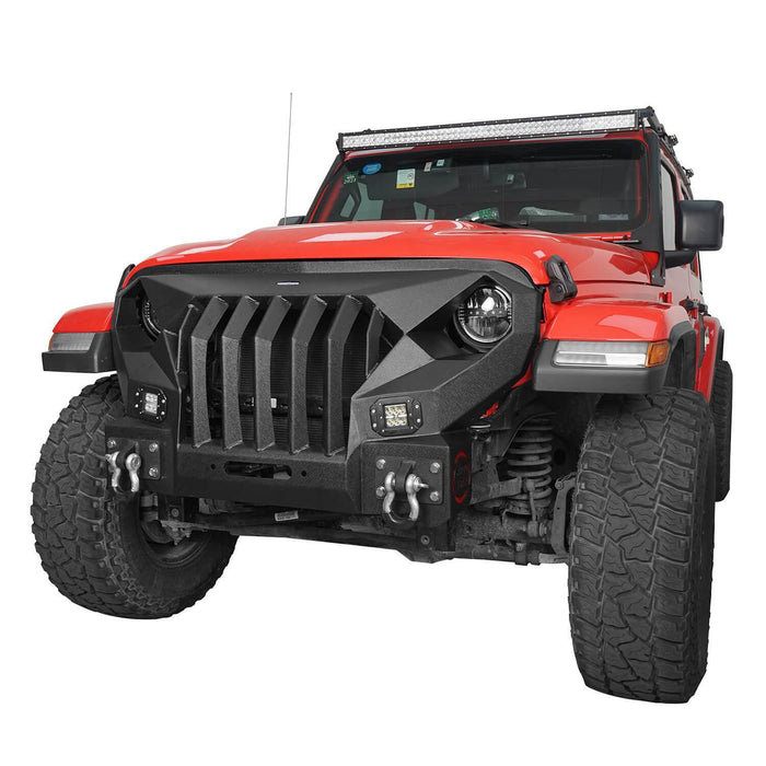 Full Width Front Bumper with Mad Max Grill & Running Boards(18-23 Jeep Wrangler JL 4 Door)-LandShaker