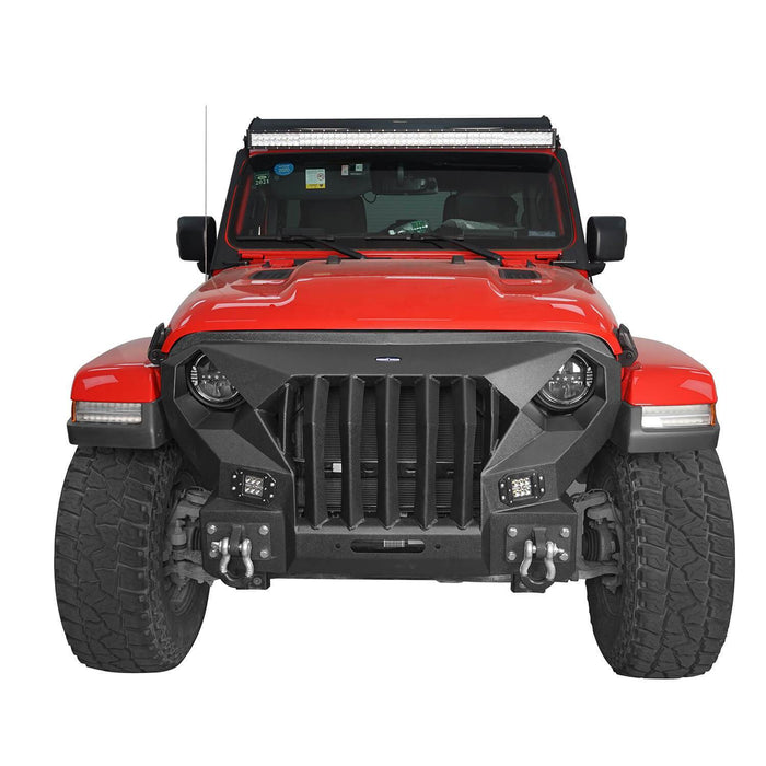 Full Width Front Bumper with Mad Max Grill & Running Boards(18-23 Jeep Wrangler JL 4 Door)-LandShaker