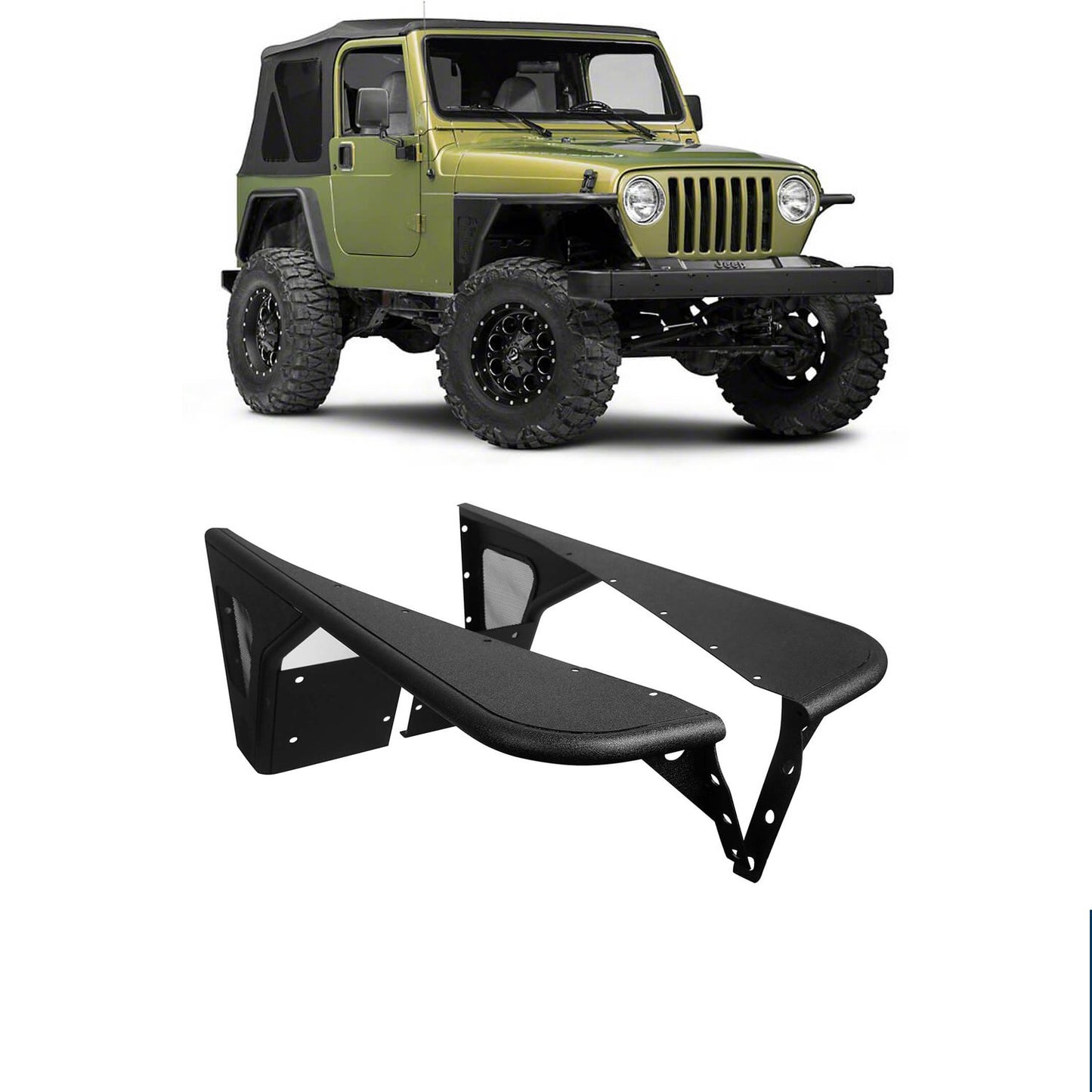 Front Flat Fender Flares Armor Wheel(97-06 Jeep Wrangler TJ)-LandShaker