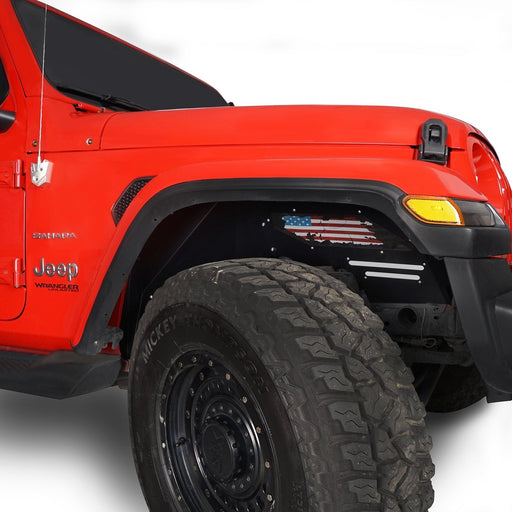 Front Inner Fender Liners Distressed USA Flag(18-24 Jeep Wrangler JL Sahara)-LandShaker