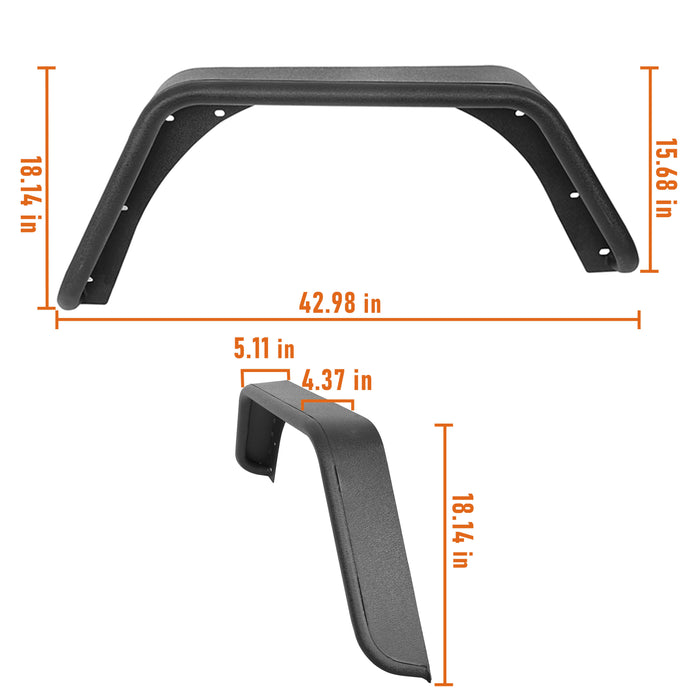 Front & Rear Fender Flares Tubular Fenders(97-06 Jeep Wrangler TJ)-LandShaker