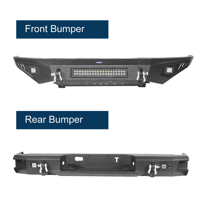 Full Width Front Bumper & Rear Bumper Combo for 2014-2021 Toyota Tundra b5001+b5003 2
