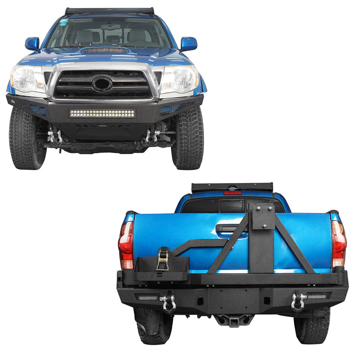Full Width Front Bumper & Rear Bumper w/Tire Carrier for 2005-2011 Toyota Tacoma - LandShaker 4x4 b40084013-2