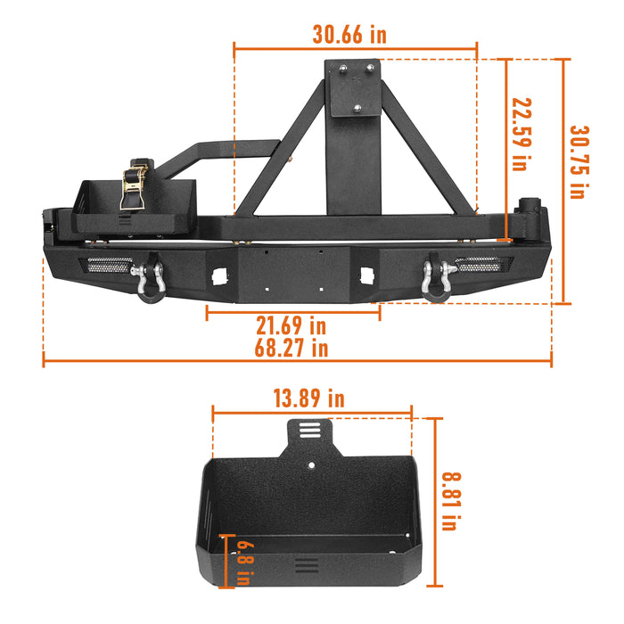 Full Width Front Bumper & Rear Bumper w/Tire Carrier for 2005-2011 Toyota Tacoma - LandShaker 4x4 b40084013-9