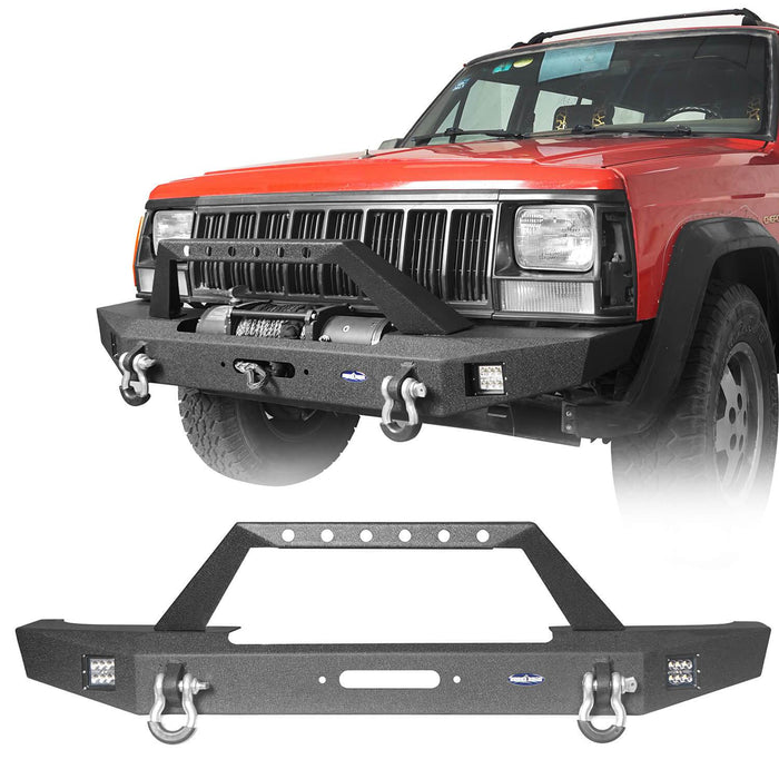 Destroyer Full Width Front Bumper w/ Winch Plate(84-01 Jeep Cherokee XJ)-LandShaker