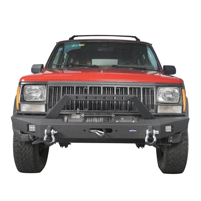 Destroyer Full Width Front Bumper w/ Winch Plate(84-01 Jeep Cherokee XJ)-LandShaker