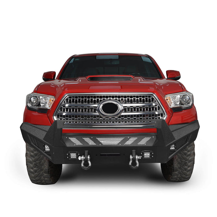 Full-Width Front Bumper with Low-Profile Hoop for 2016-2022 Toyota Tacoma 3rd Gen  - LandShaker 4x4 b4201-2