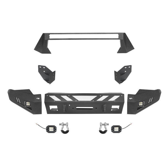 Full-Width Front Bumper with Low-Profile Hoop for 2016-2022 Toyota Tacoma 3rd Gen  - LandShaker 4x4 b4201-7