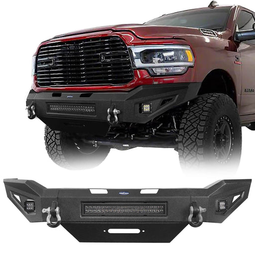 Full Width Front Bumper w/Winch Plate & LED Light Bar(19-24 Ram 2500)-LandShaker