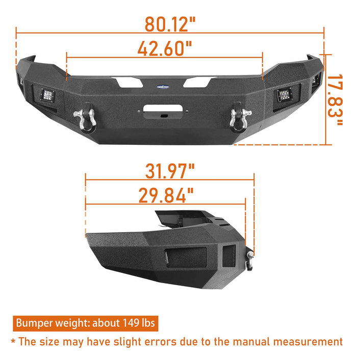 Full Width Front Bumper w/Winch Plate & LED Spotlights(19-24 Ram 2500)-LandShaker