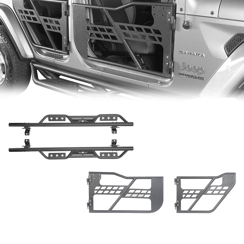 4 Door Tubular Door & Side Steps(18-23 Jeep Wrangler JL)-LandShaker