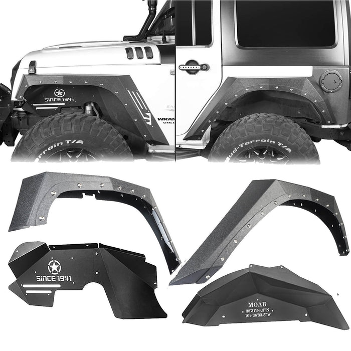 Armour Style Fender Flares / Front Inner Fender Liners / Rear Inner Fender Liners(07-18 Jeep Wrangler JK)-LandShaker