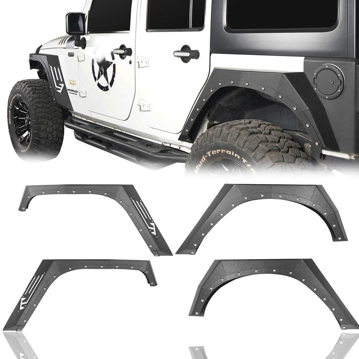 Jeep JK Fender Flares Armour Style Front & Rear Kit for 20072018 Jeep